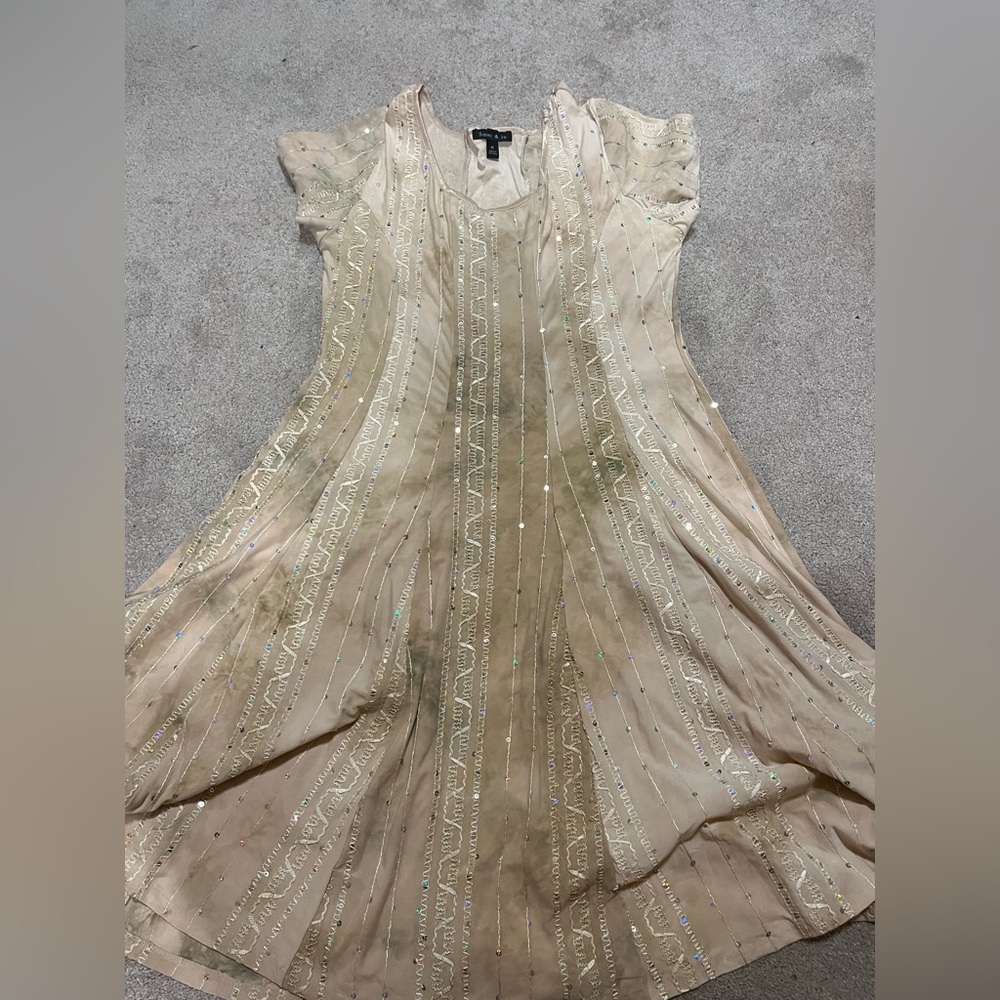 Tan short dress with glitter